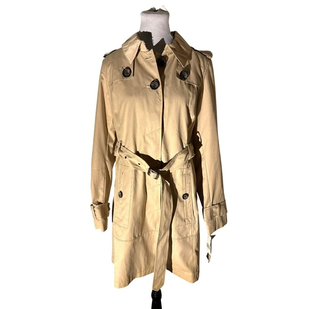 NWT Green With Envy Tan Sustainable Eco Fashion Recycled Lining Trench Coat M
